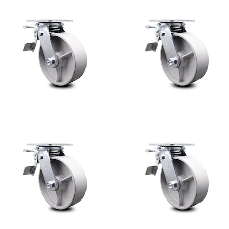 Service Caster 6 Inch Semi Steel Caster Set with Ball Bearings and Total Lock Brakes SCC SCC-TTL30S620-SSB-4